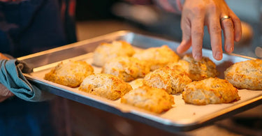 Gardener baking homemade biscuits