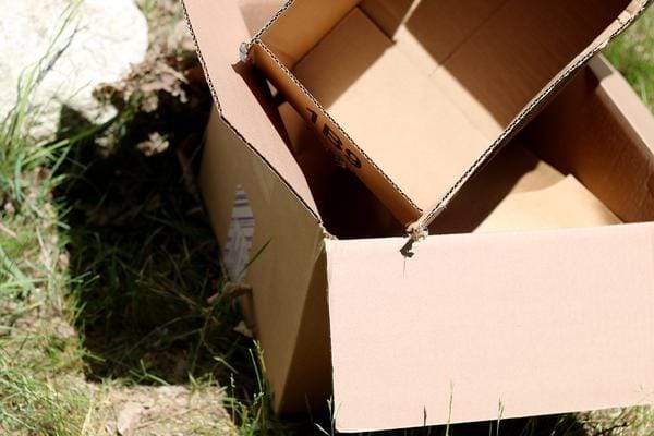 Cardboard boxes for garden mulching.